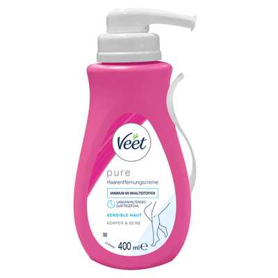 Veet PURE Haarentfernungscreme Pumpspender Körper & Beine, sensible Haut, 400ml