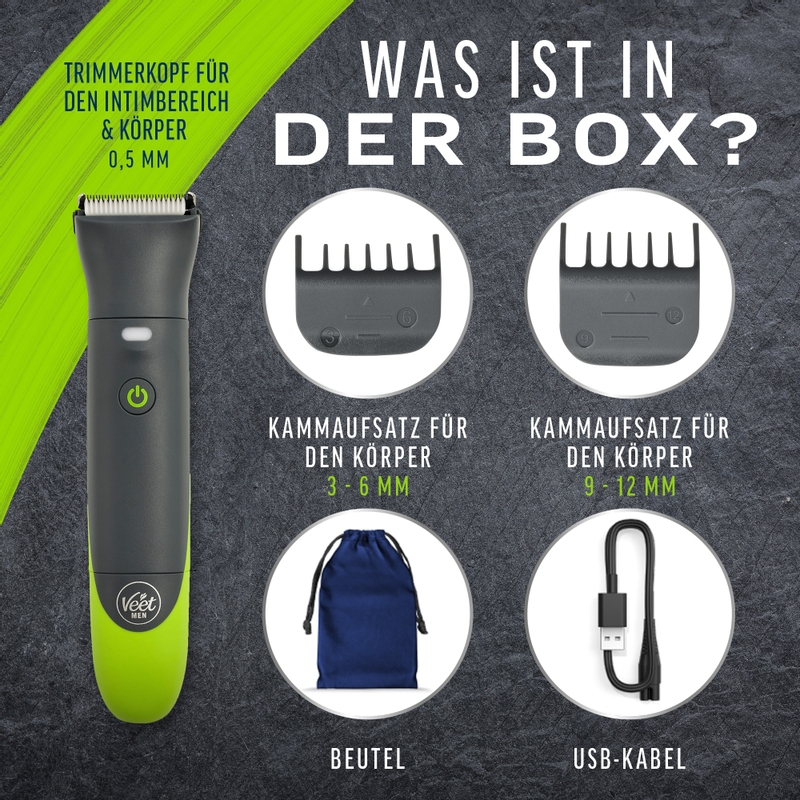 Veet Men Intimate Trimmer - Trimmer + 1 Trimmerkopf & 2 Kammaufsätze 5