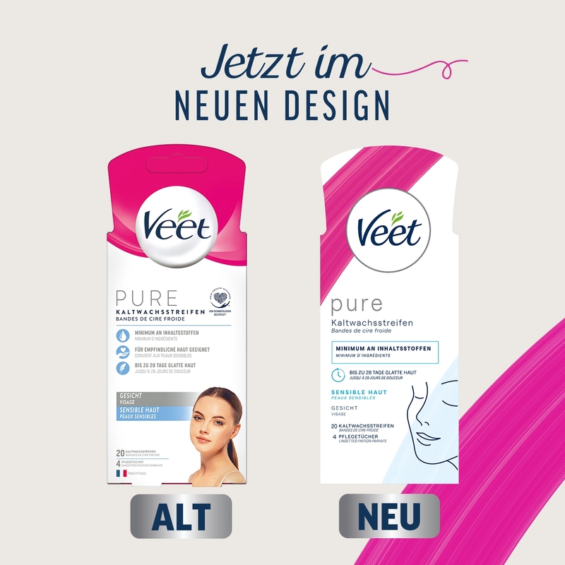 Veet PURE Kaltwachsstreifen Gesicht, sensible Haut, 20 Stück 5