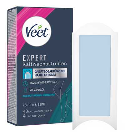 Veet EXPERT Kaltwachsstreifen Beine & Körper, alle Hauttypen, 40 Stück