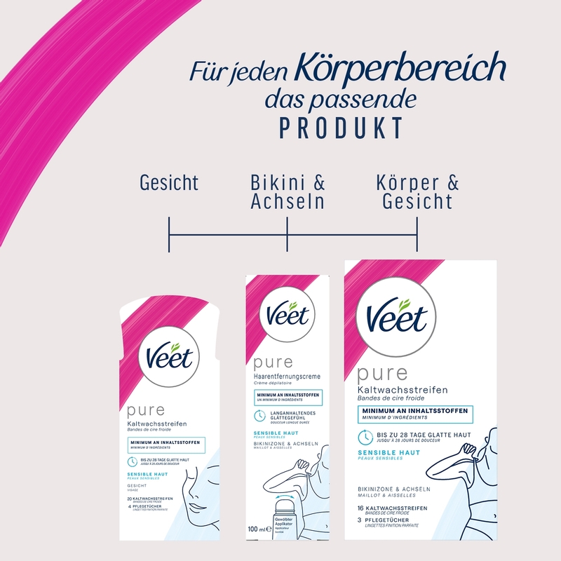 Veet PURE Kaltwachsstreifen Gesicht, sensible Haut, 20 Stück 11