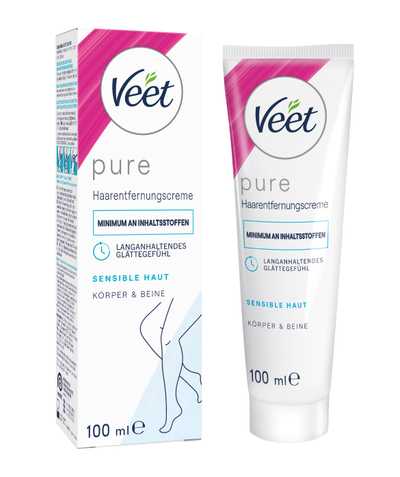 Veet PURE Haarentfernungscreme Körper & Beine, sensible Haut, 100ml