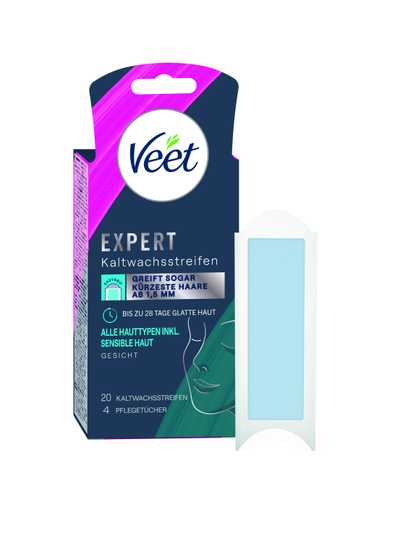 Veet EXPERT Kaltwachsstreifen Gesicht, alle Hauttypen, 20 Stück