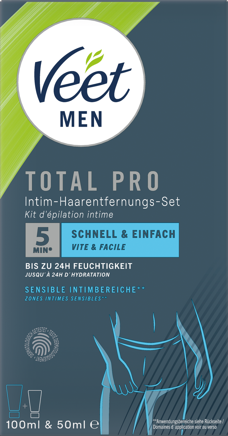 Veet Men Intim-Haarentfernungs-Set, Haarentfernungscreme Intimbereich + Pflegebalsam, 150ml 1