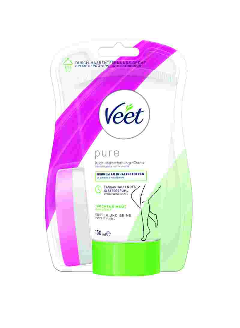 Veet PURE Dusch-Haarentfernungscreme, Körper & Beine, trockene Haut, 150ml