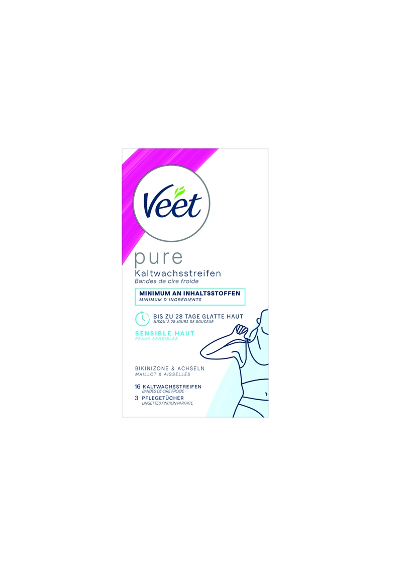Veet PURE Kaltwachstreifen Bikini & Achseln, sensible Haut, 16 Stück 2