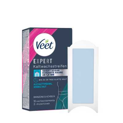 Veet EXPERT Kaltwachsstreifen Bikini & Achseln, alle Hauttypen, 16 Stück