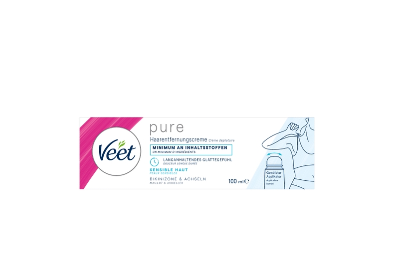 Veet PURE Haarentfernungscreme Bikini & Achseln, sensible Haut, 100ml 2