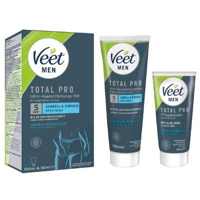 Veet Men Intim-Haarentfernungs-Set, Haarentfernungscreme Intimbereich + Pflegebalsam, 150ml