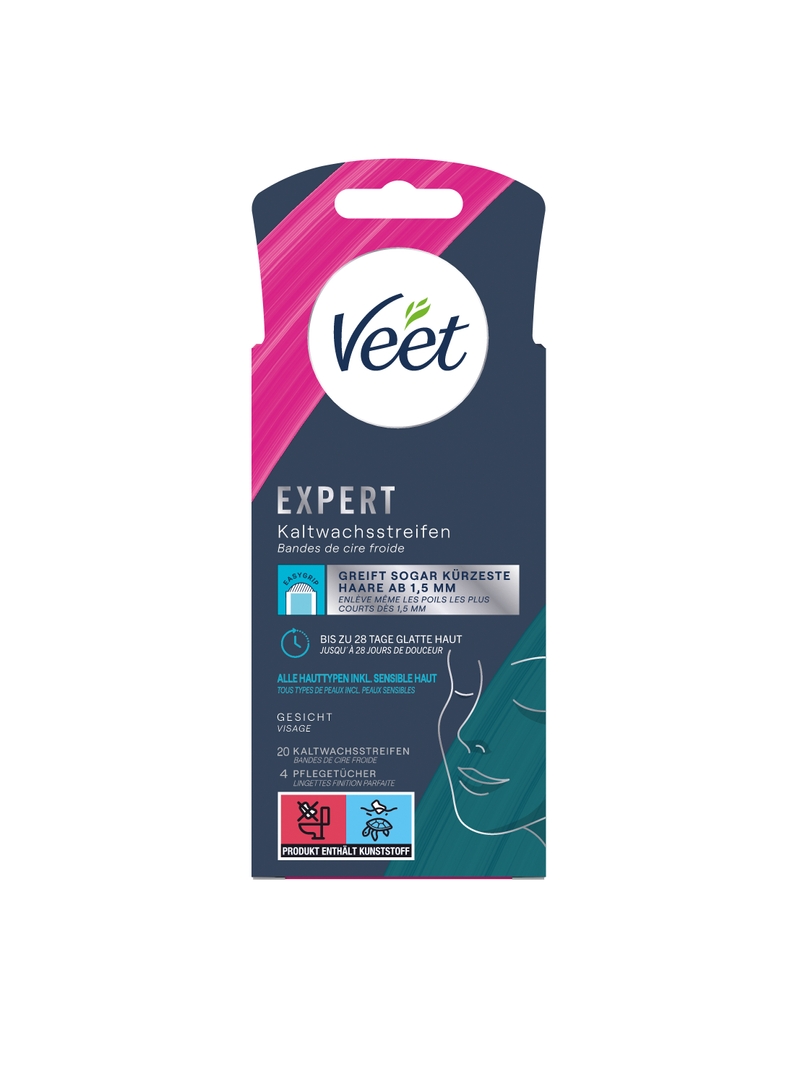 Veet EXPERT Kaltwachsstreifen Gesicht, alle Hauttypen, 20 Stück 1