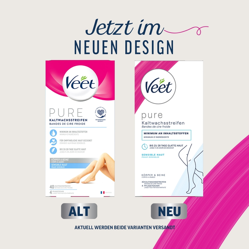 Veet PURE Kaltwachsstreifen Beine & Körper, sensible Haut, 40 Stück 7