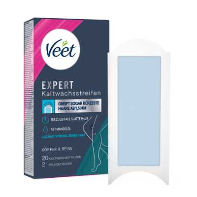 Veet EXPERT Kaltwachsstreifen Beine & Körper, alle Hauttypen, 20 Stück