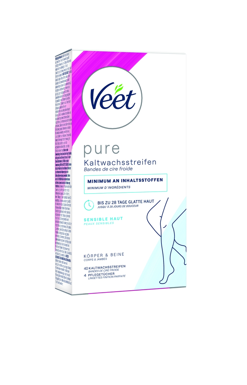 Veet PURE Kaltwachsstreifen Beine & Körper, sensible Haut, 40 Stück 1