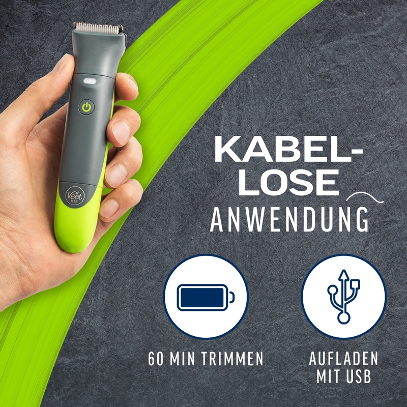 Veet Men Intimate Trimmer - Trimmer + 1 Trimmerkopf & 2 Kammaufsätze 7